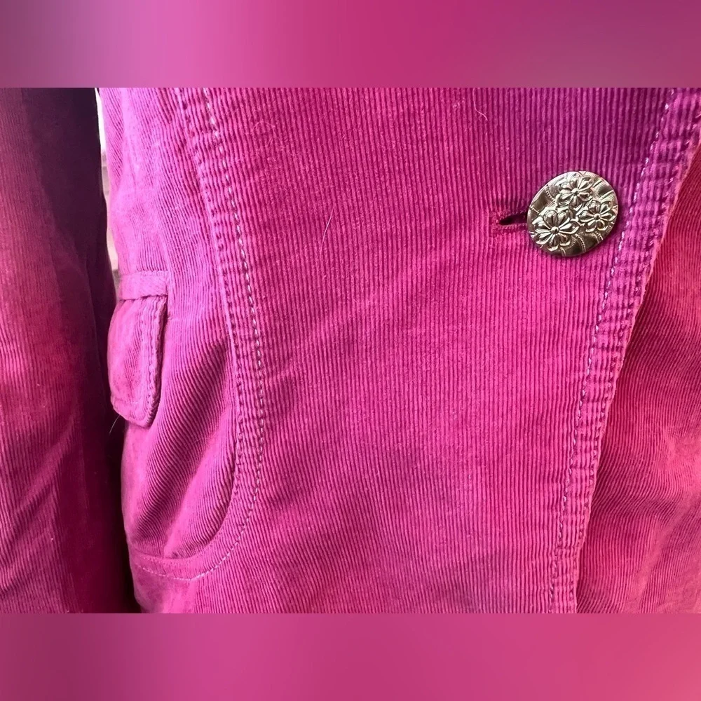 United Colors of Benetton pink light lined corduroy‎ jacket w/ silver button. M - Picture 9 of 11
